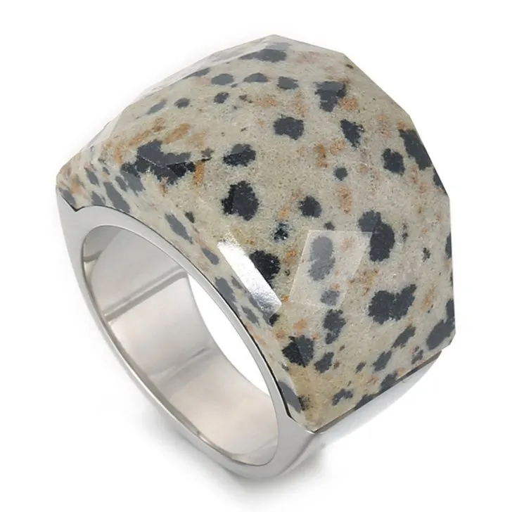 18K Gold Plated Women's Colorful Natural Stone Statement Ring
