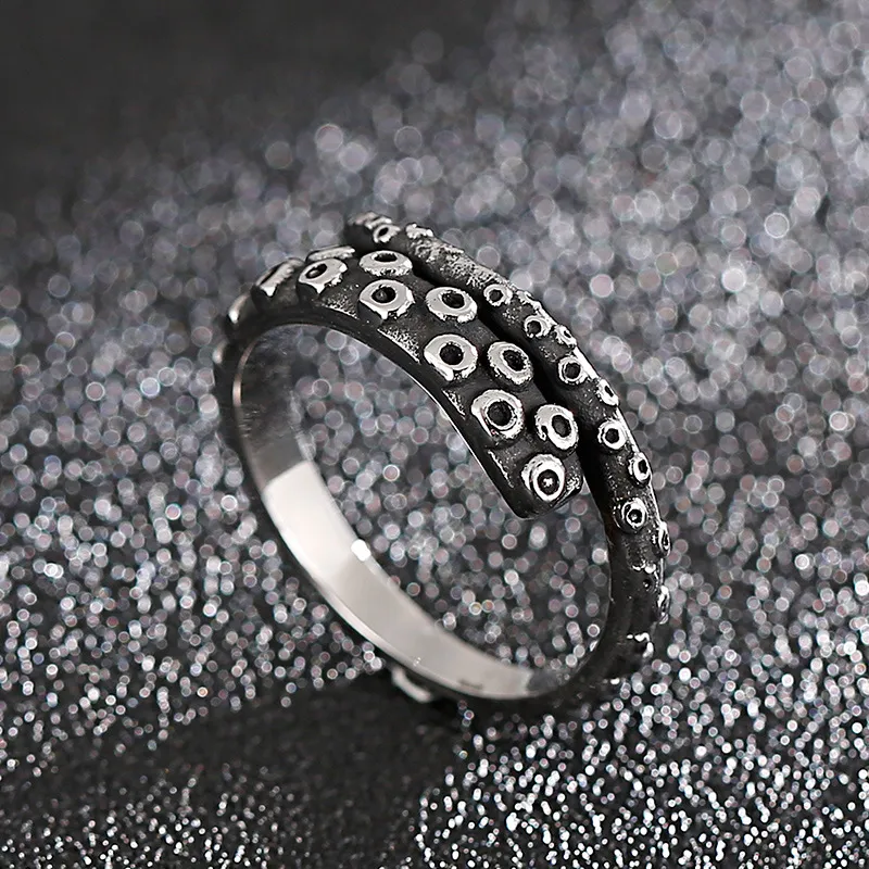 New Style Ring, European and American Style, Fashion Street Snap, Rock and Hip-Hop Style, Octopus Tentacle Design, Men's Stainless Steel Ring