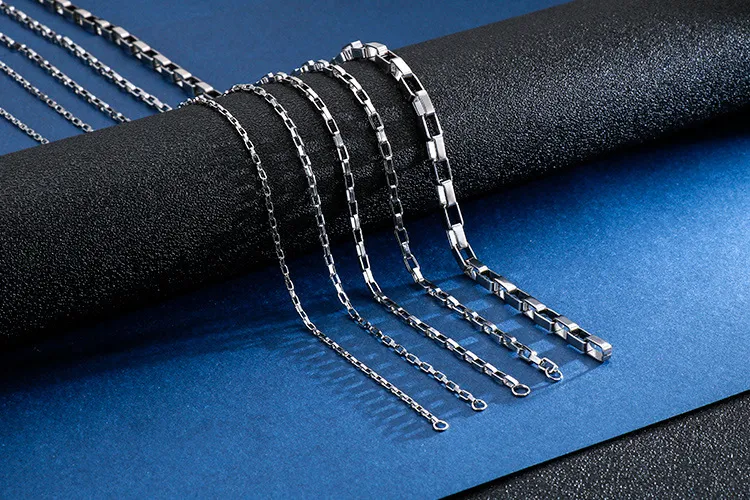 Stainless Steel Jewelry Rectangular Hip-Hop Necklace with Multiple Sizes to Choose From