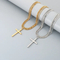 Simple Smooth Cross Pendant Necklace, European and American Six Sided Ground Square Pearl Chain, Double Layered Men's Necklace