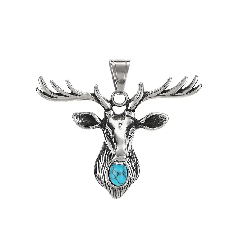 Exaggerated Animals, Elk, Cobras, Auspicious Elephants, Dinosaur Accessories, Halloween Spiders, Sheep Horns, Skeletons, Stainless Steel Men's Pendant