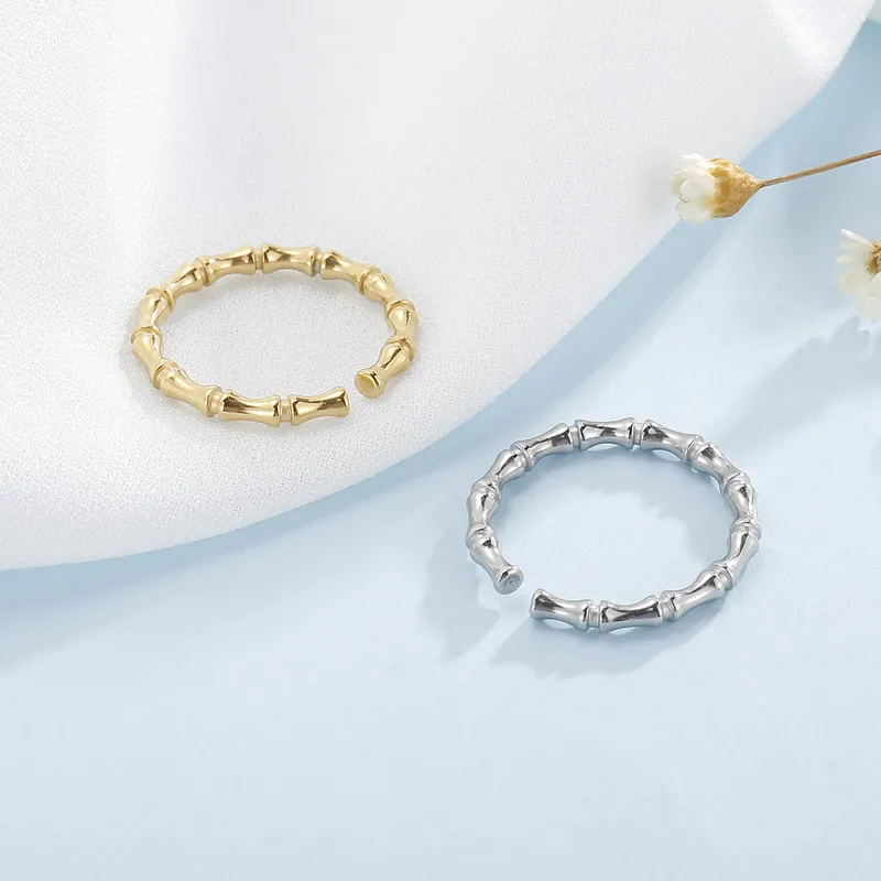 Unique Niche Creative Open-Knuckle Index Finger Rings Adjustable Bamboo Joint Rings Wholesale