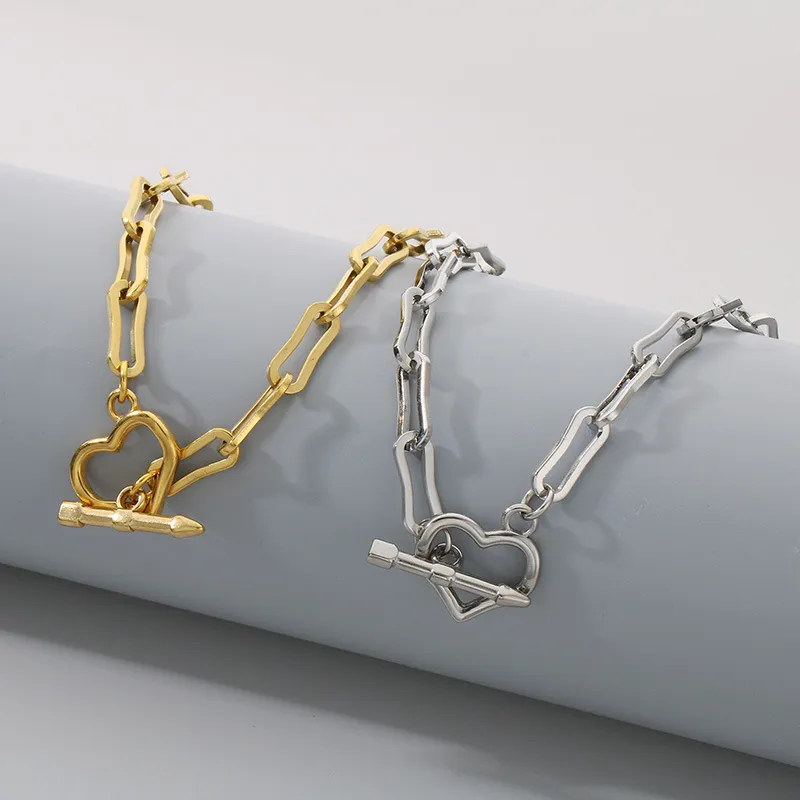 Minimalist Bracelet Personalized Heart Ot Clasp Curved Square Chain Women's Necklace Jewelry