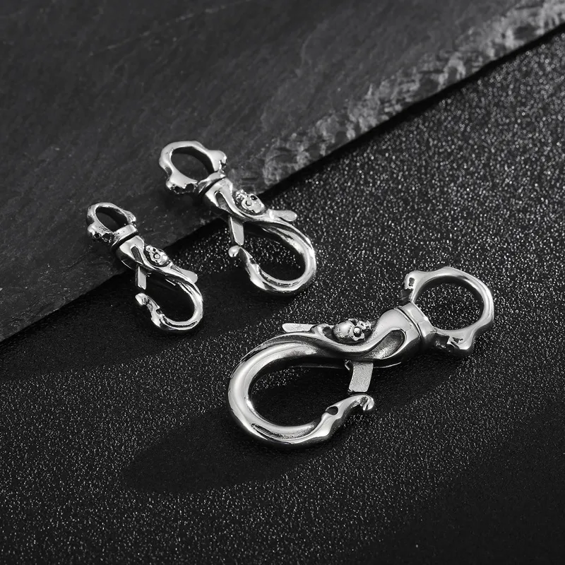 Trendy Casting Skull Multi Functional Keychain Ring Luggage Buckle Pendant Accessories Stainless Steel Jewelry