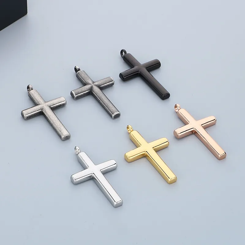 Trendy Retro Personalized Stainless Steel Cross Multi-Color DIY Pendant That Can Be Paired with a Chain