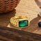 Personalized Twisted Cable Pattern Ring Multi-Color Rectangular Glass Inlaid Stainless Steel Ring Wholesale