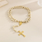 Wholesale European and American Style Trendy 8mm Stainless Steel 18K Gold Cross Necklace Jewelry