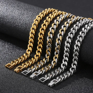 Electroplating Multi-Color Four Sided Ground Whip Chain Necklace Stainless Steel Men's Jewelry
