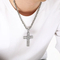 Trendy Fried Dough Twists Chain Hip Hop Full Diamond Double Cross Hollow Pendant Stainless Steel Men's Necklace