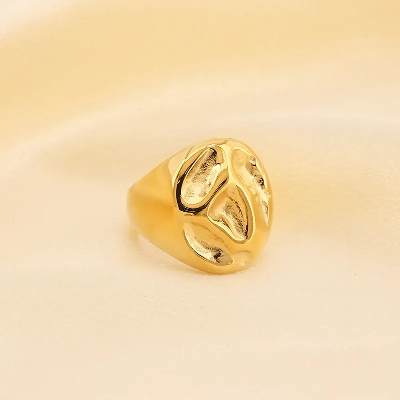 Trendy Metal Geometric Lava Ring Stylish Personalized Textured Stainless Steel Ring Wholesale