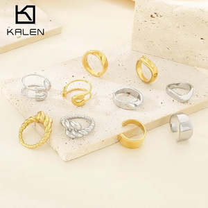 Creative Distressed Brooch with Openning Exquisite Wide-Format Laser-Etched Stainless Steel Ring