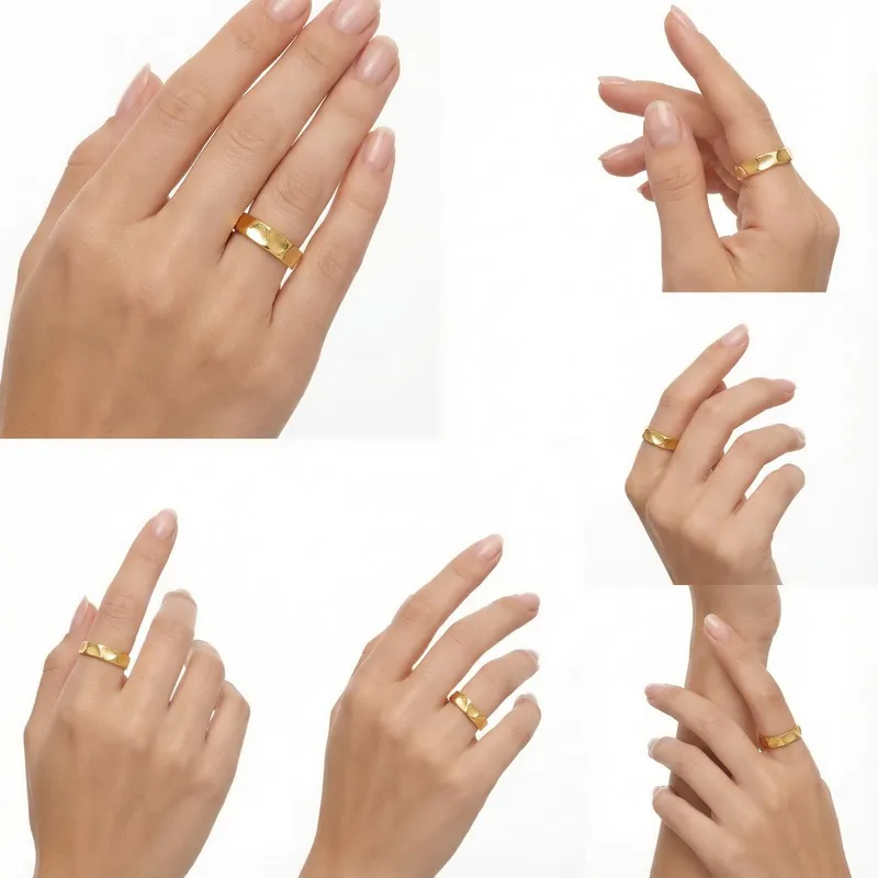 European American Fashion Grid Round Ring Textured Irregular Pattern Stainless Steel Personalized Ring Wholesale