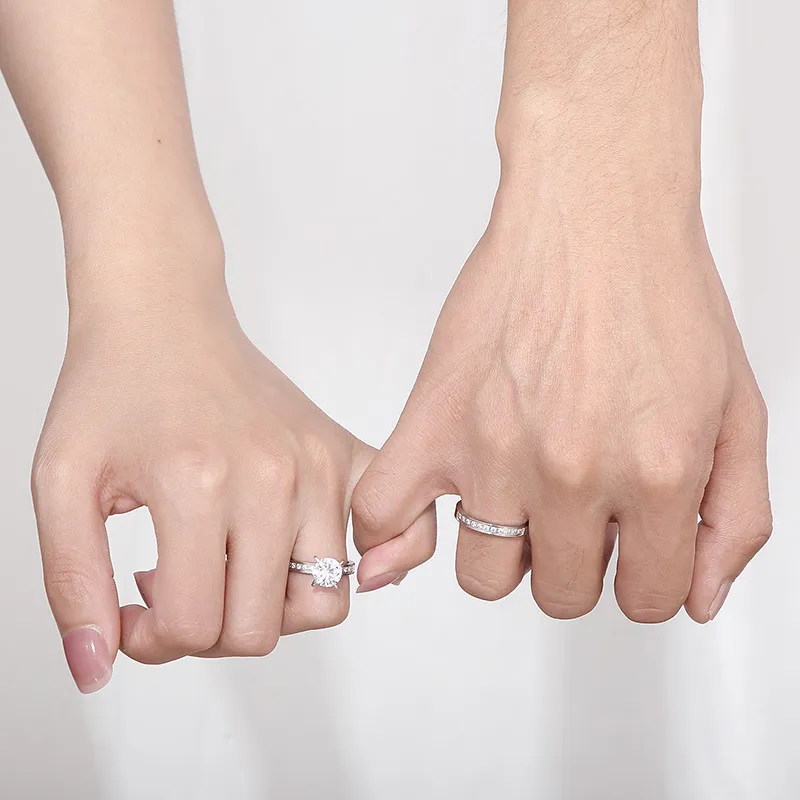 Women Romentic Fashion Stainless Steel Rhinestones Marriage Jewelry Ring