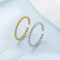 Elegant Openning Beaded Stainless Steel Ring with Water Ripple Design