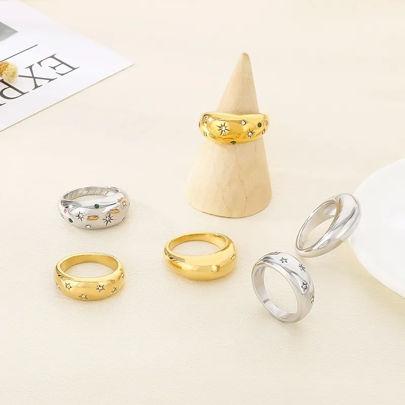 Ins Cold Wind Stainless Steel Diamond Set Ring Suitable for Daily Wear