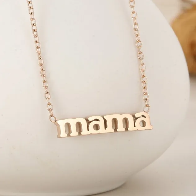 New Stainless Steel Electroplated "Mama" Letter Pendant Necklace for Mother's Day