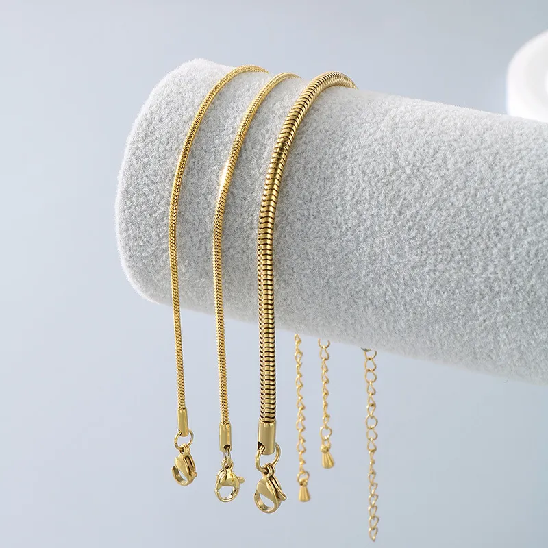Stainless Steel Round Snake Chain Bracelet, Simple Jewelry Suitable for Daily Wear
