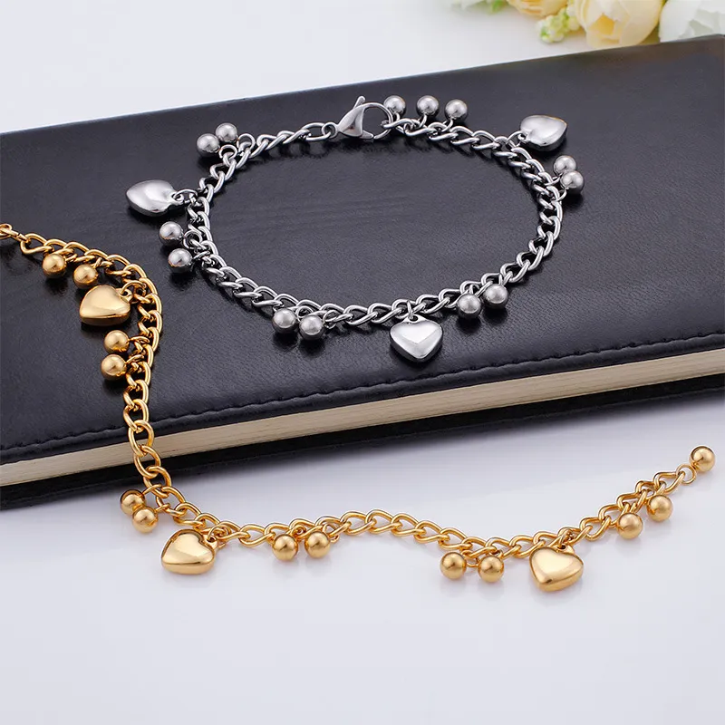 Stainless Steel Heart Element Handmade Chain Bracelet Suitable for Women's Daily Wear
