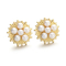 Vintage-Inspired Pearl-Embellished Geometric Flower Earrings in 18K Gold