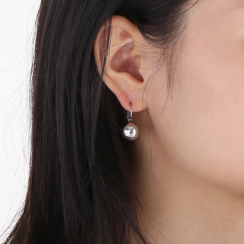Wholesale European American Minimalist Earrings Stainless Steel Ball Ear Buckles Fashion Jewelry