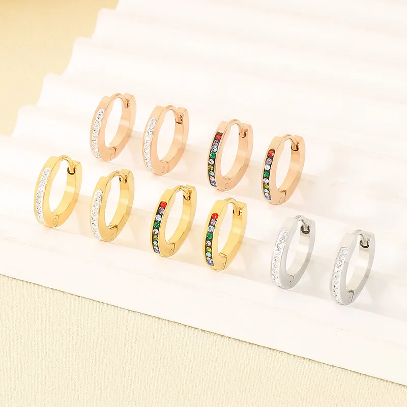 Fashionable Stainless Steel Rhinestone Earrings for Women's Jewelry Suitable for Daily Wear