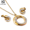 European American Stainless Steel Jewelry Double Interlocking Diamond-Embedded Women's Jewelry Set Wholesale