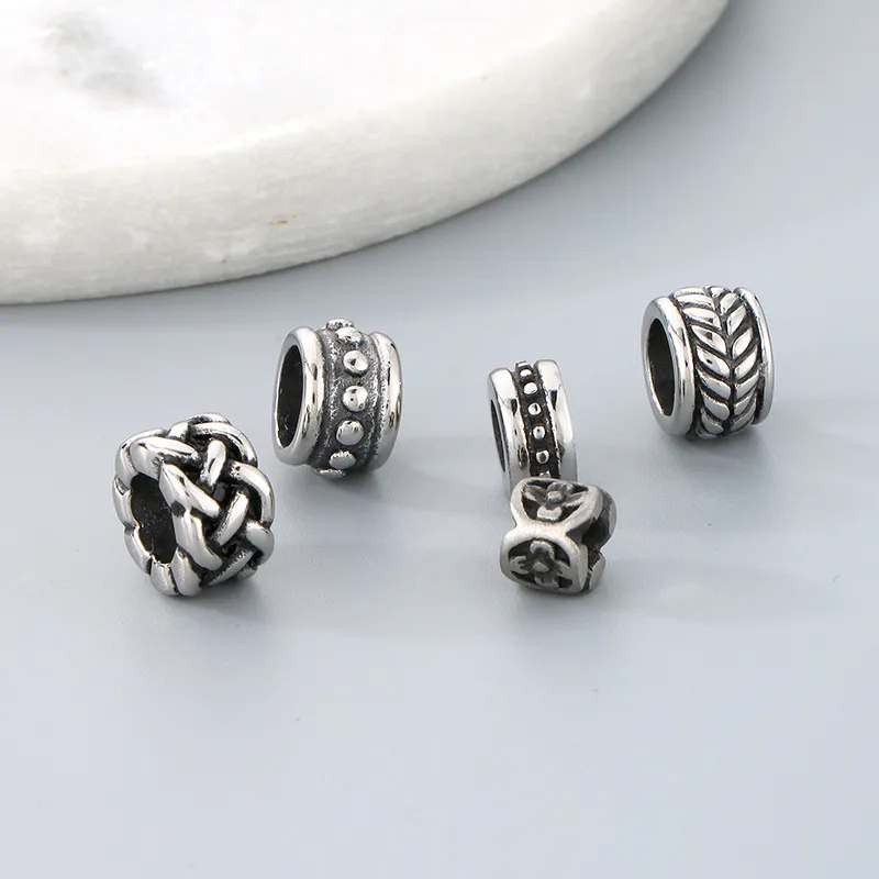 Stainless Steel Fashion Large Hole Cylindrical Positioning Bead Jewelry Accessories Bead