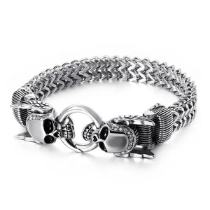 Personalized Square Fish Scale Titanium Steel Bracelet Skull Punk Men's Retro Pattern Stainless Steel Bracelet