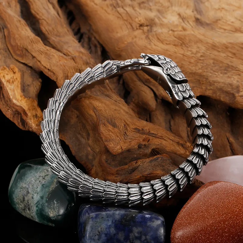 Men's Stainless Steel Cast Snake Shaped Bracelet Punk Style Jewelry