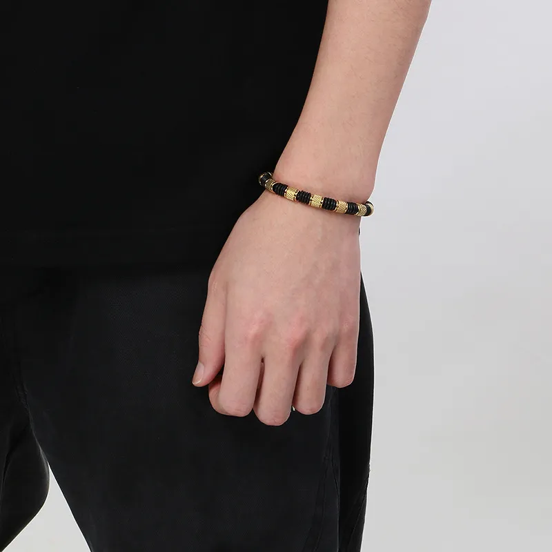 European and American Style Stainless Steel Men's Leather Bracelet Fashion Jewelry