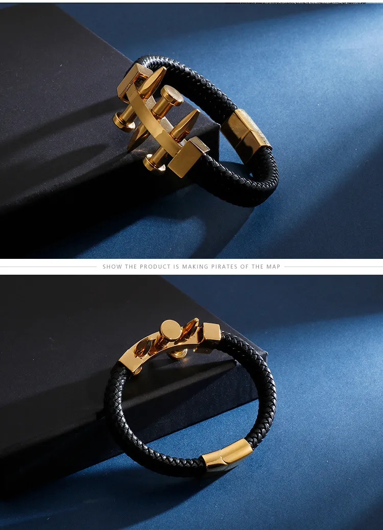 European and American Style Stainless Steel Nails Paired with Leather Bracelets and Jewelry
