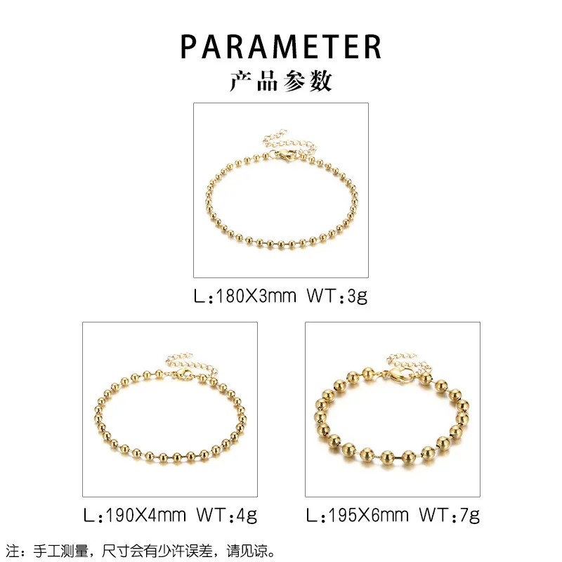 New Arrival Stainless Steel Minimalist Beaded Chain Hollow Ball Handmade Chain Bracelet