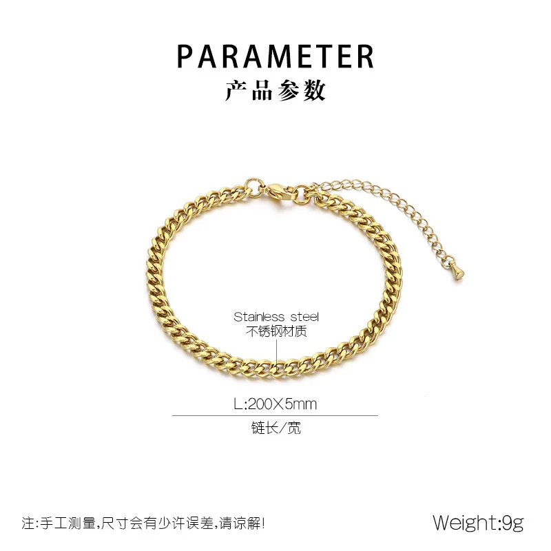 Unisex Style Lobster Clasp Chain 18K Gold Plated Twisted Stainless Steel Bracelet