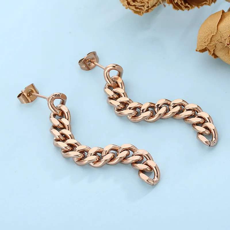 Cuban Chain Earrings Punk Style Chain Terms Stainless Steel Tassel Jewelry