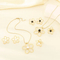 Fashion 4-Piece Hollow Flower Pearl Blue Natural Stone Inlay Stainless Steel Jewelry Set