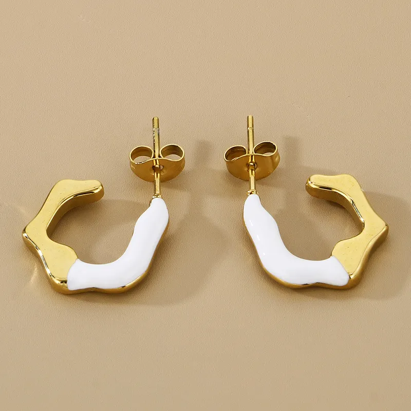 Irregular Dripping Oil Stainless Steel Earrings Fashion Jewelry