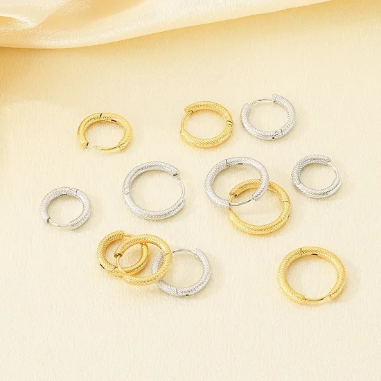 Fashion Stainless Steel Creative Dragon Pattern Embossed Circle Earrings Jewelry Wholesale