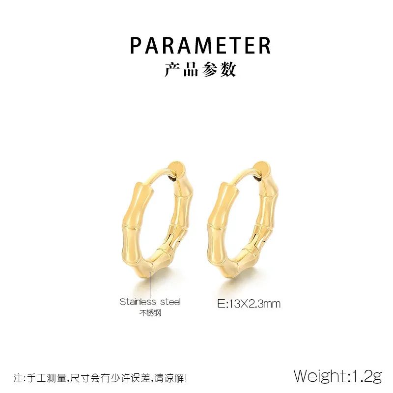 Fashion Stainless Steel Creative Fried Dough Twists Bamboo Style Round Earrings Jewelry