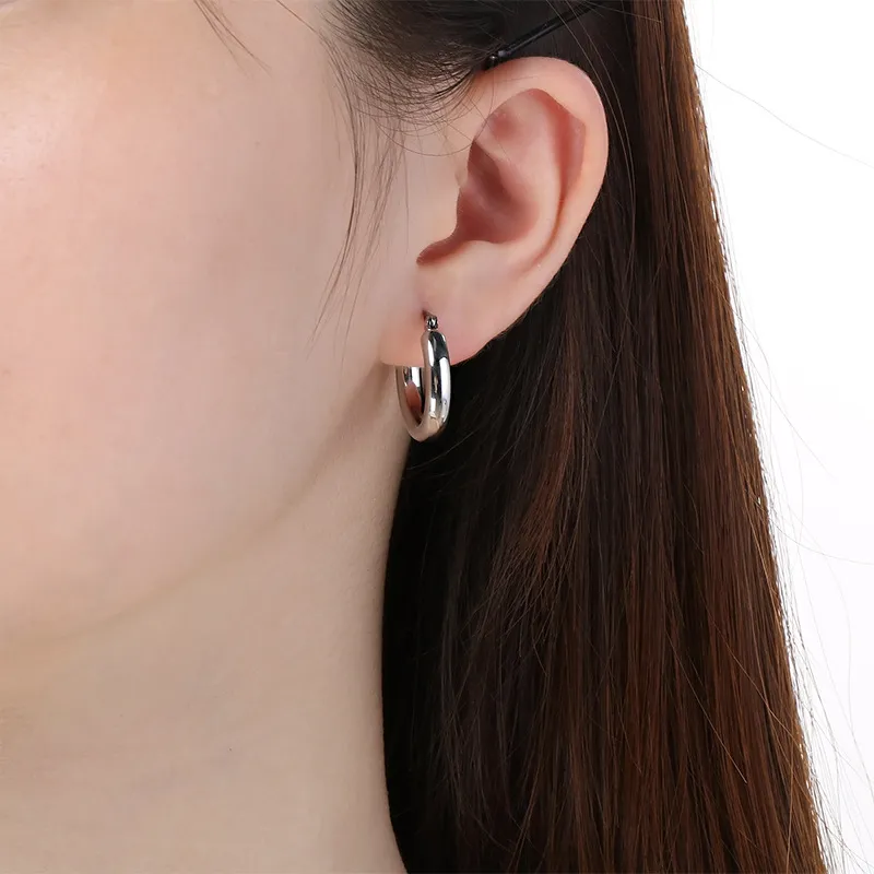 Simple Circle Versatile Earrings Female Ins Geometric Smooth Stainless Steel Earrings Jewelry