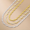 Trendy Double Chains Simple Versatile Snake Bone Bracelet Necklace Stainless Steel Men's Jewelry Set