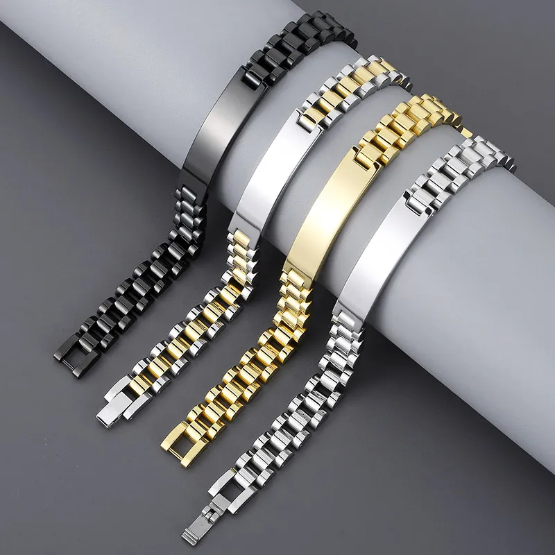 Stylish Adjustable Stainless Steel Couple Wide Watches Bracelets Bangles