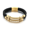Trendy and Personalized Stainless Steel Wire Woven Double-Layer Leather Rope Bracelet Jewelry