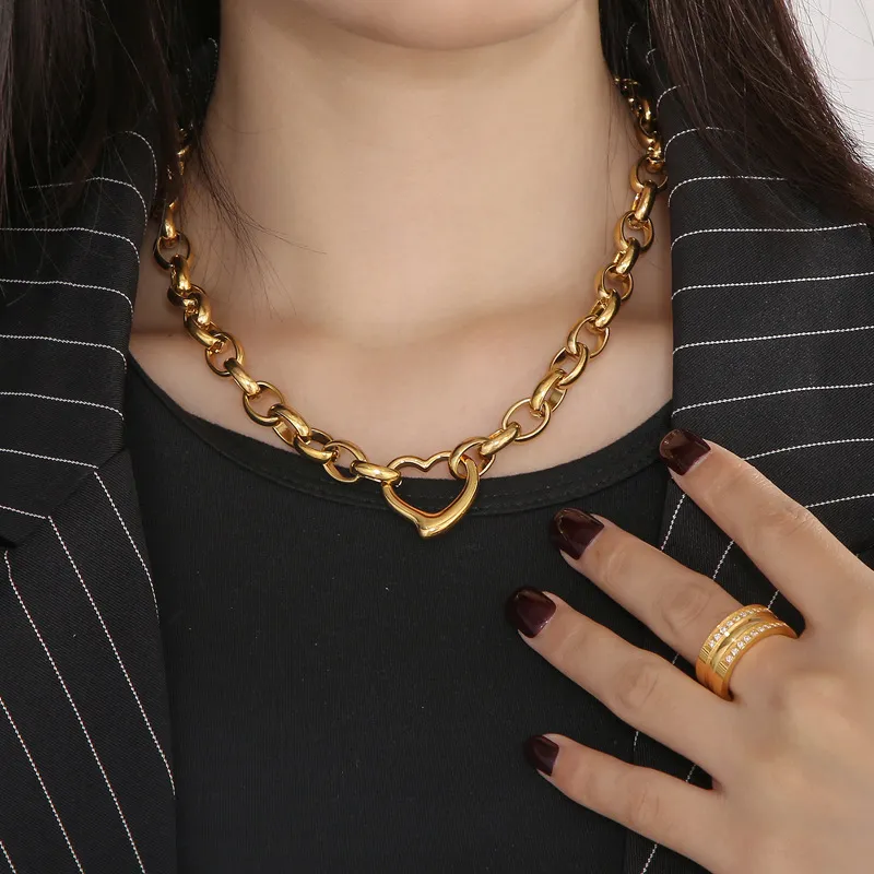 Fashion Stainless Steel Heart Pendant Earrings Bracelet Necklace Set Jewelry Accessories