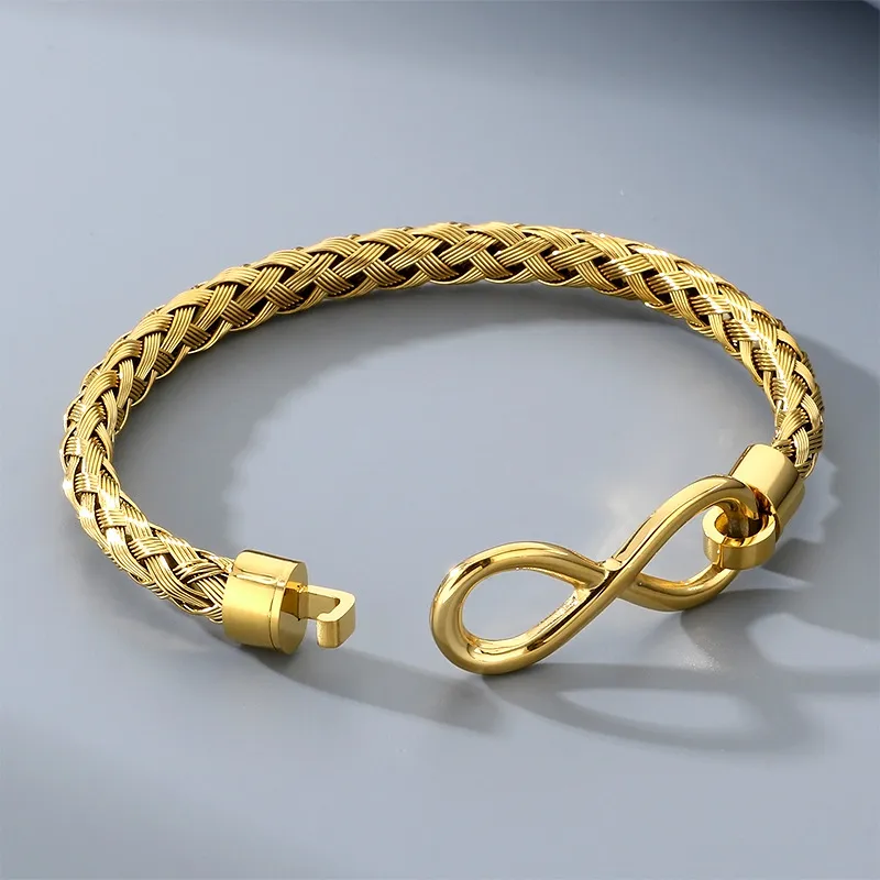 Men's Trendy Stainless Steel Infinite Symbol 8-Shaped Accessory Steel Wire Bangle Jewelry