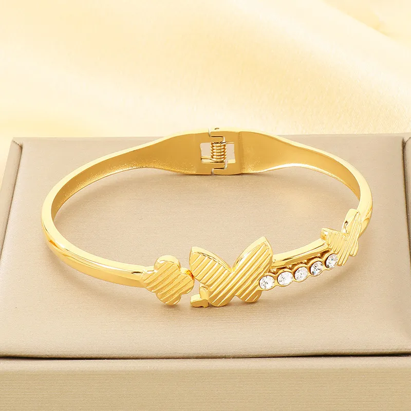Stainless Steel Bangle with Butterfly Element Jewelry Suitable for Daily Wear