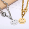 Stainless Steel Exaggerated Personality Creative Smiling Face Ot Buckle Bracelet Necklace Set for Women's Jewelry