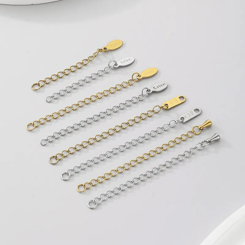 Stainless Steel Extension Chain Tail Chain Open Ring Lobster Clasp Bracelet Necklace DIY Jewelry Accessories