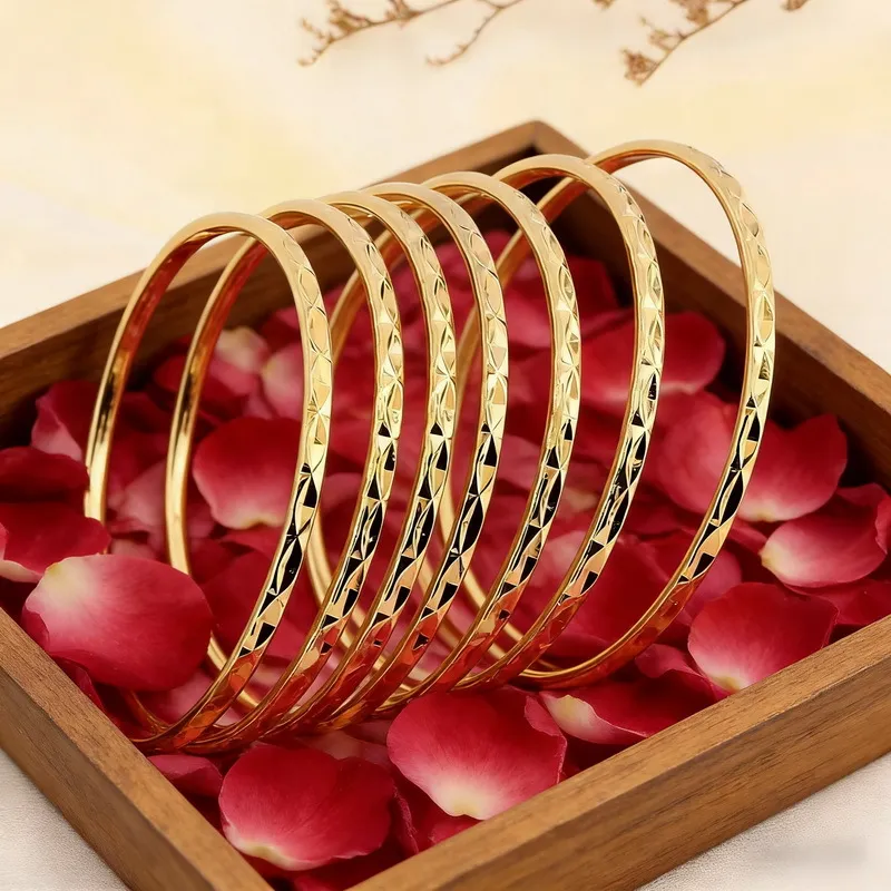 Stainless Steel 304 Patterned Diamond Bangles with Multiple Layers of Plain Circles for Women
