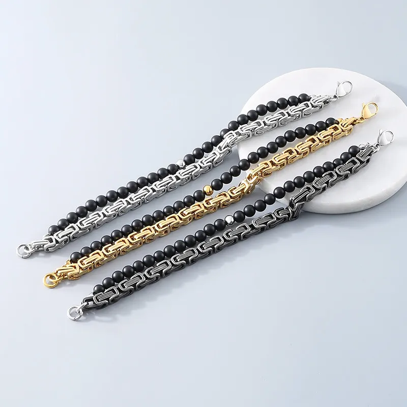 Handmade DIY Double-Layer Bracelet Punk Fashion Stainless Steel Men's Bracelet Accessories