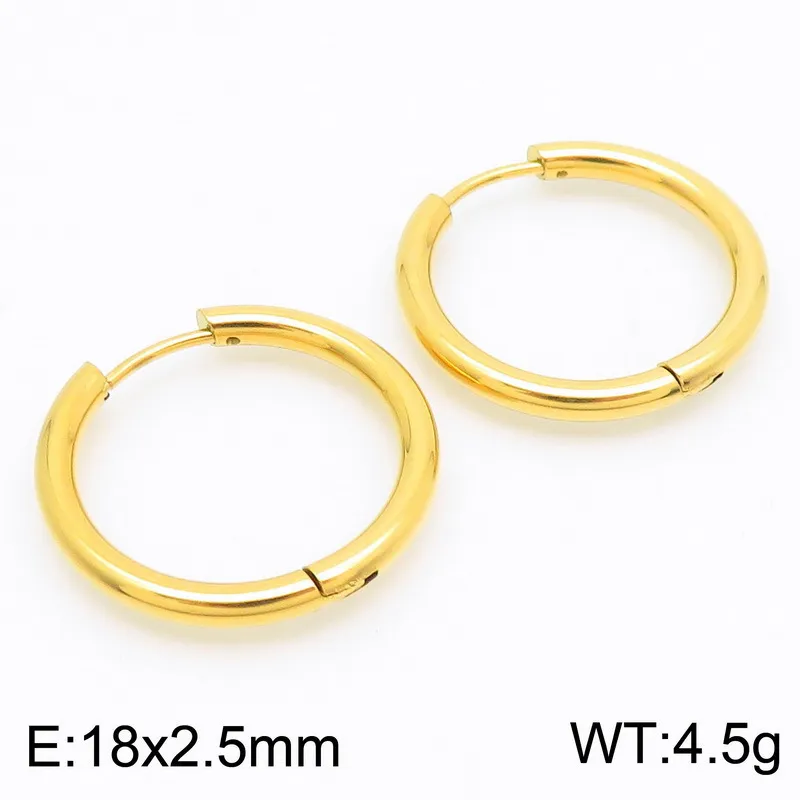 Minimalist 18K Gold-Plated Stainless Steel Round Huggie Earrings Versatile Hoop Earrings Wholesale